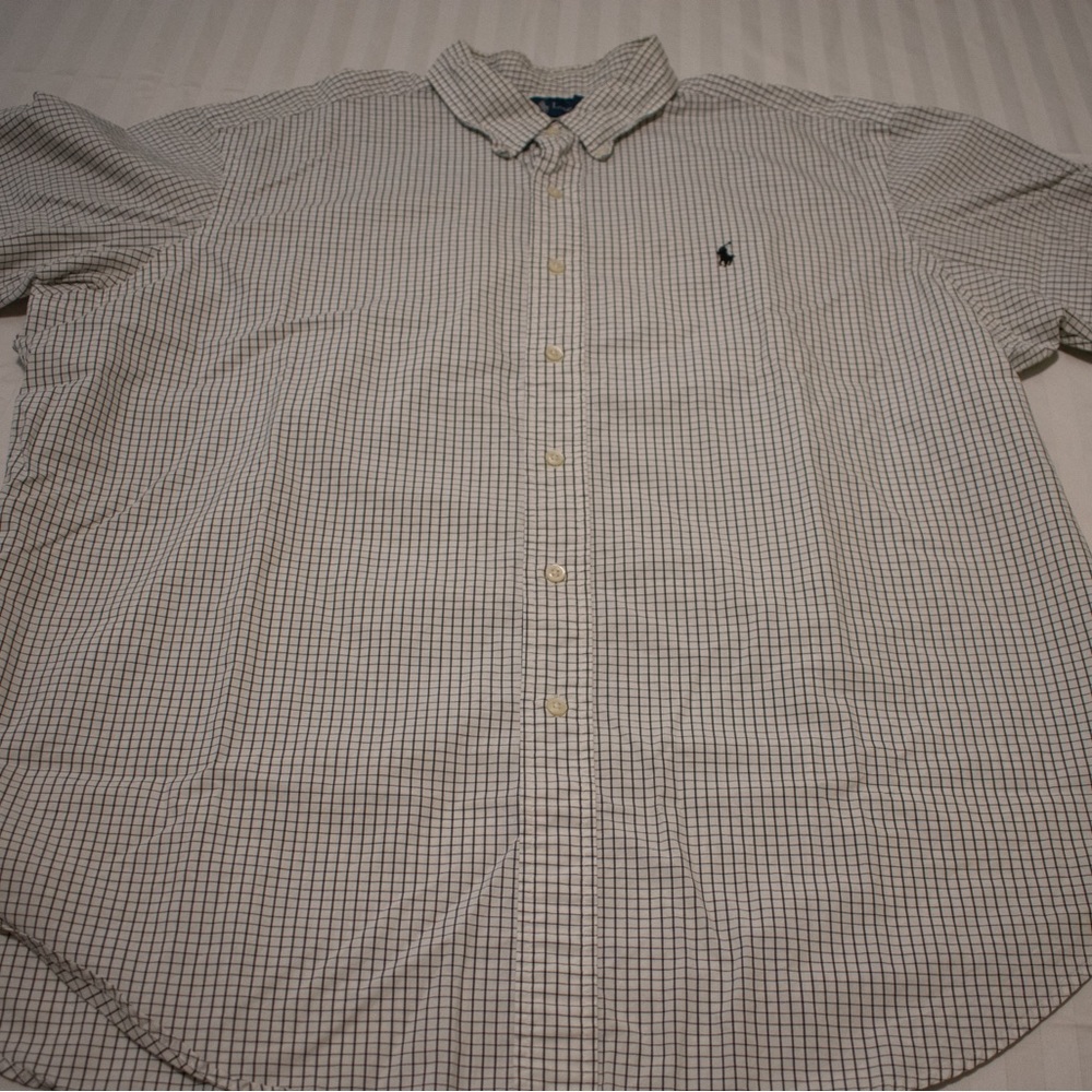 White grid-pattern XXL Ralph Lauren classic fit button-down